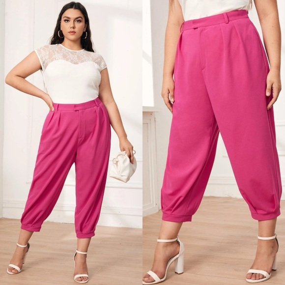 SHEIN Plus Fold Pleated Cropped Trousers 4X / 22 - Picture 2 of 4